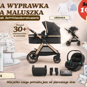 Wyprawka dla noworodka 30el + wózek 2w1+ fotelik +łóżeczko +zestaw RÓŻ