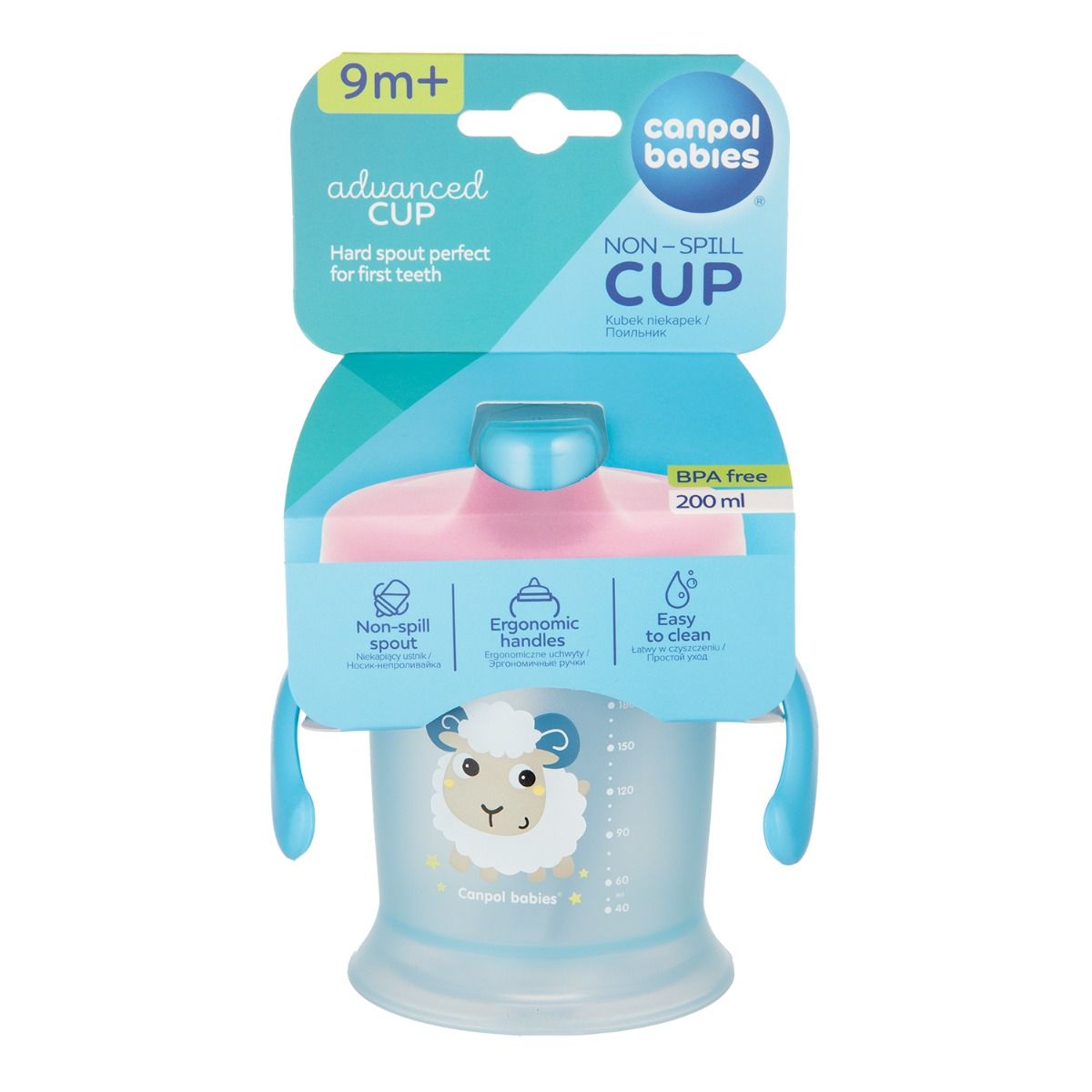 Canpol babies kubek niekapek 200 ml BUNNY&COMPANY niebieski opakowanie