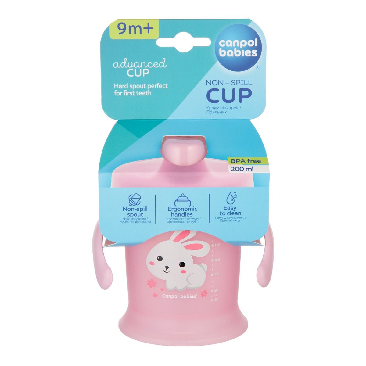 Canpol babies kubek niekapek 200 ml BUNNY&COMPANY różowy opakowanie