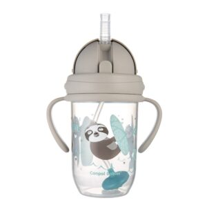 Canpol babies Kubek niekapek z rurką i odważnikiem 270 ml - Exotic Animals szary