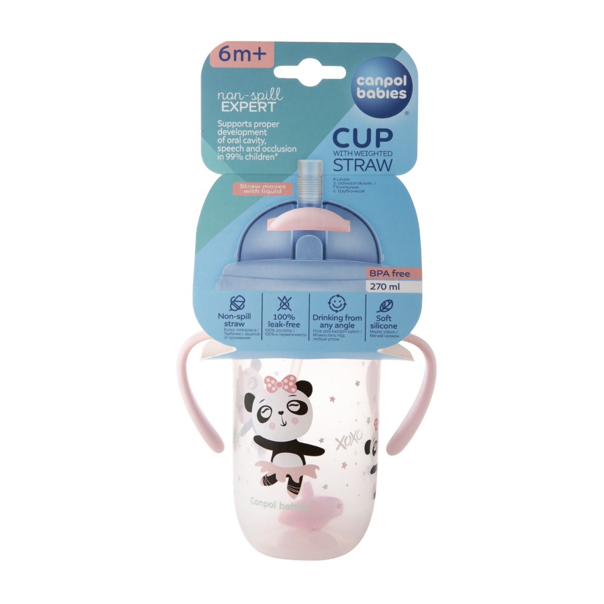 Canpol babies Kubek niekapek z rurką i odważnikiem 270 ml - obrazek 36