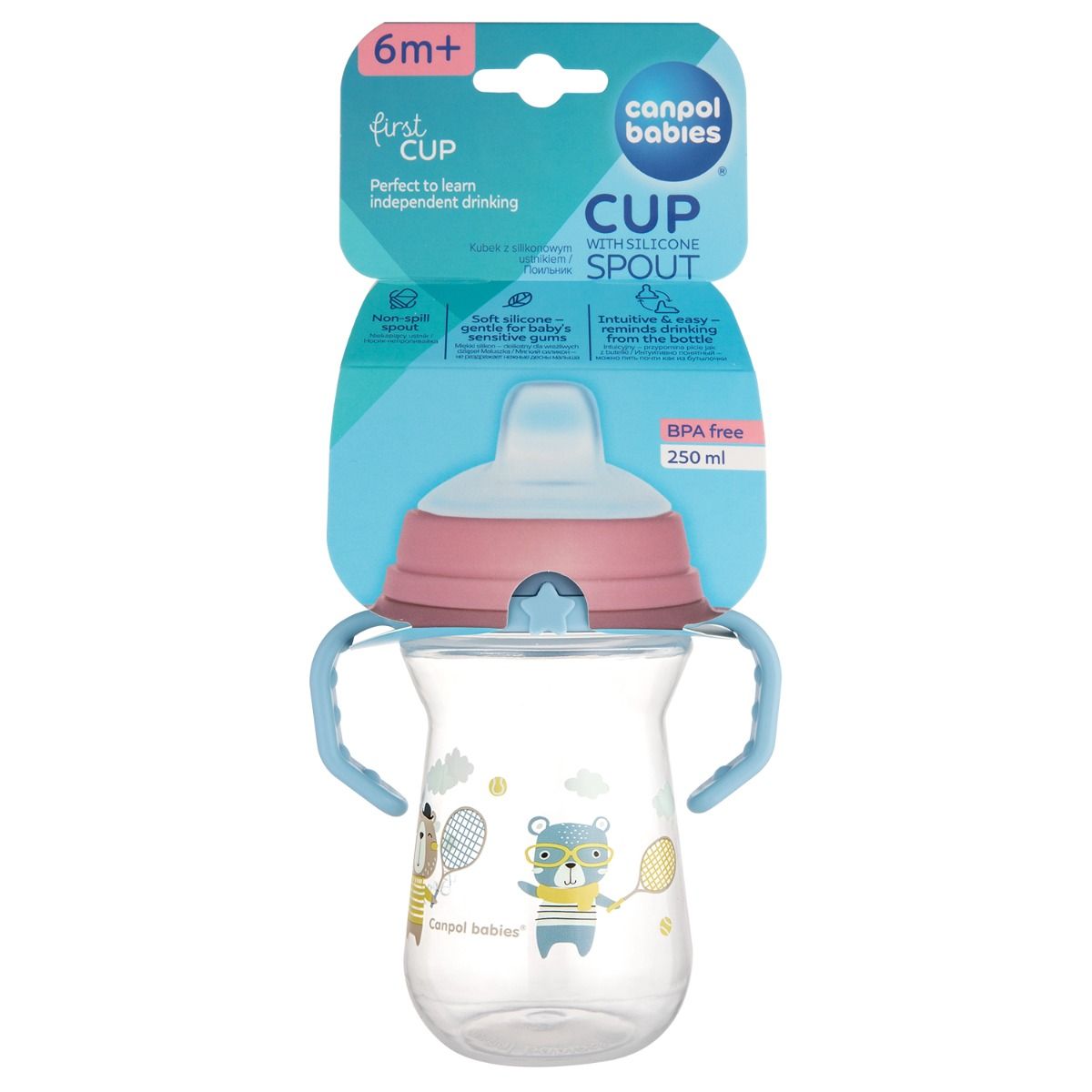 Canpol babies kubek z silikonowym ustnikiem FirstCup 250ml - obrazek 17