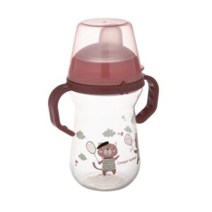 Canpol babies kubek z silikonowym ustnikiem FirstCup 250ml - Bonjour Paris Różowy