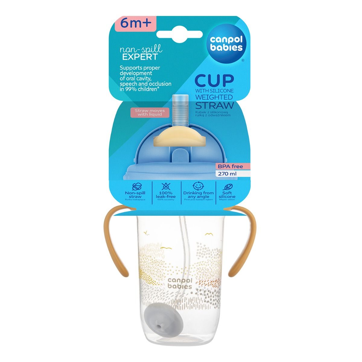 Canpol babies Kubek niekapek z rurką i odważnikiem 270 ml - obrazek 16