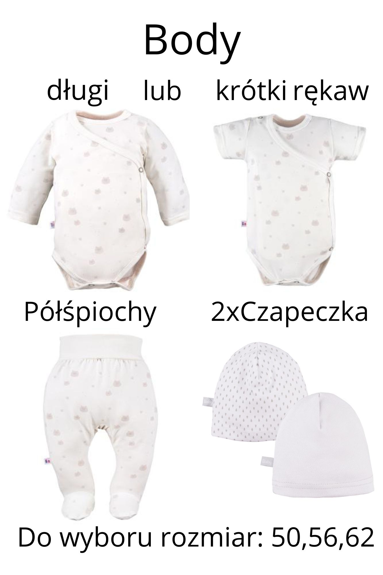Body dla noworodka - długi lub krótki rękaw do wyboru