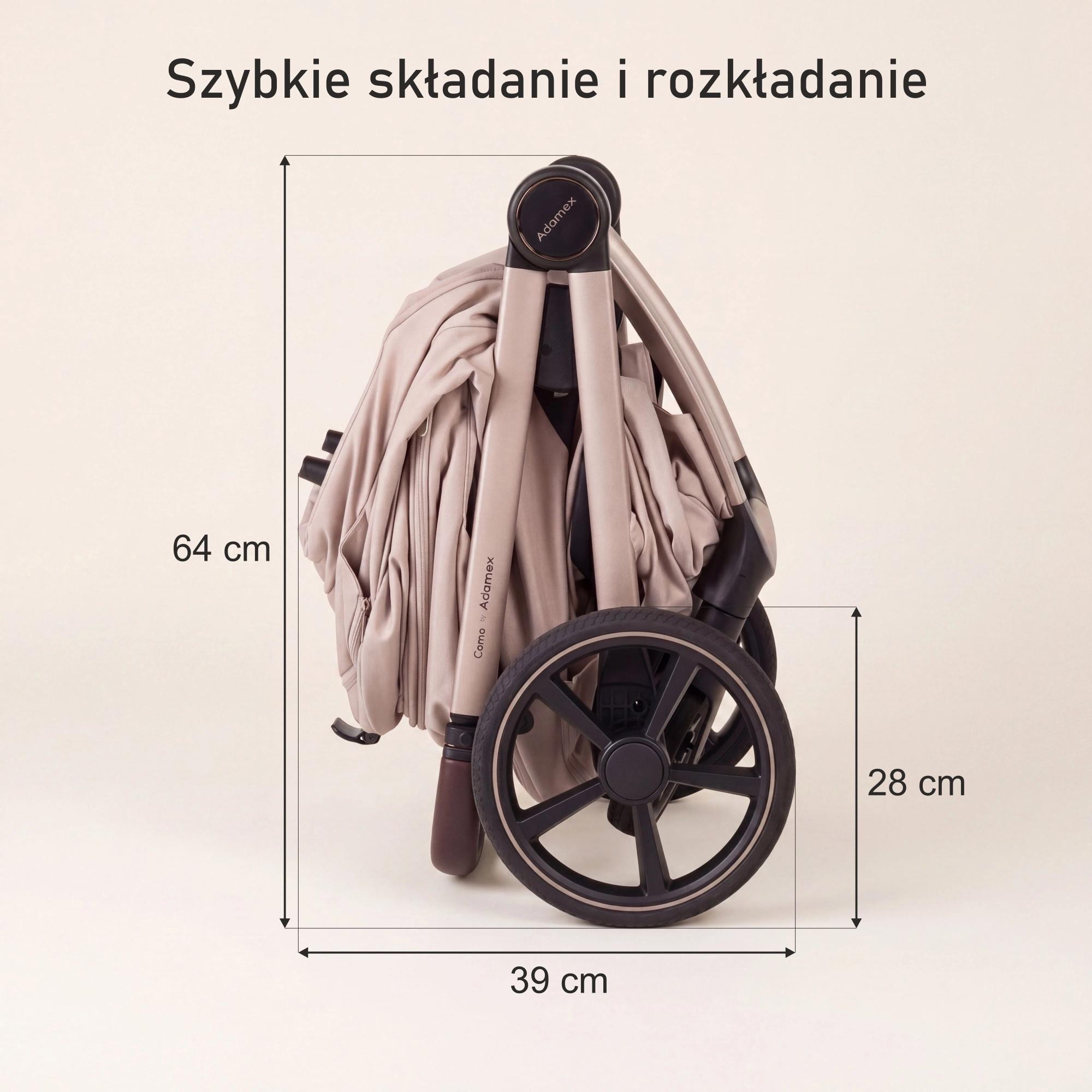Adamex COMO NATURA - wymiary i waga wózka po złożeniu
