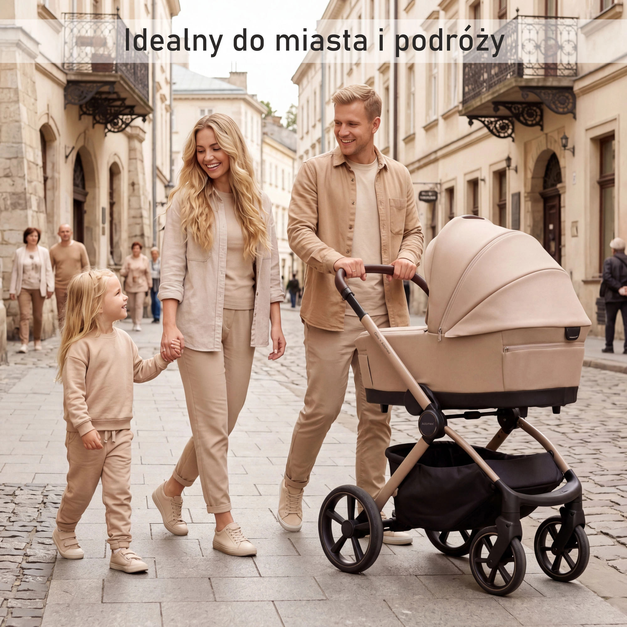Adamex COMO NATURA - rodzina na spacerze z gondolą, idealny do miasta i w podróży