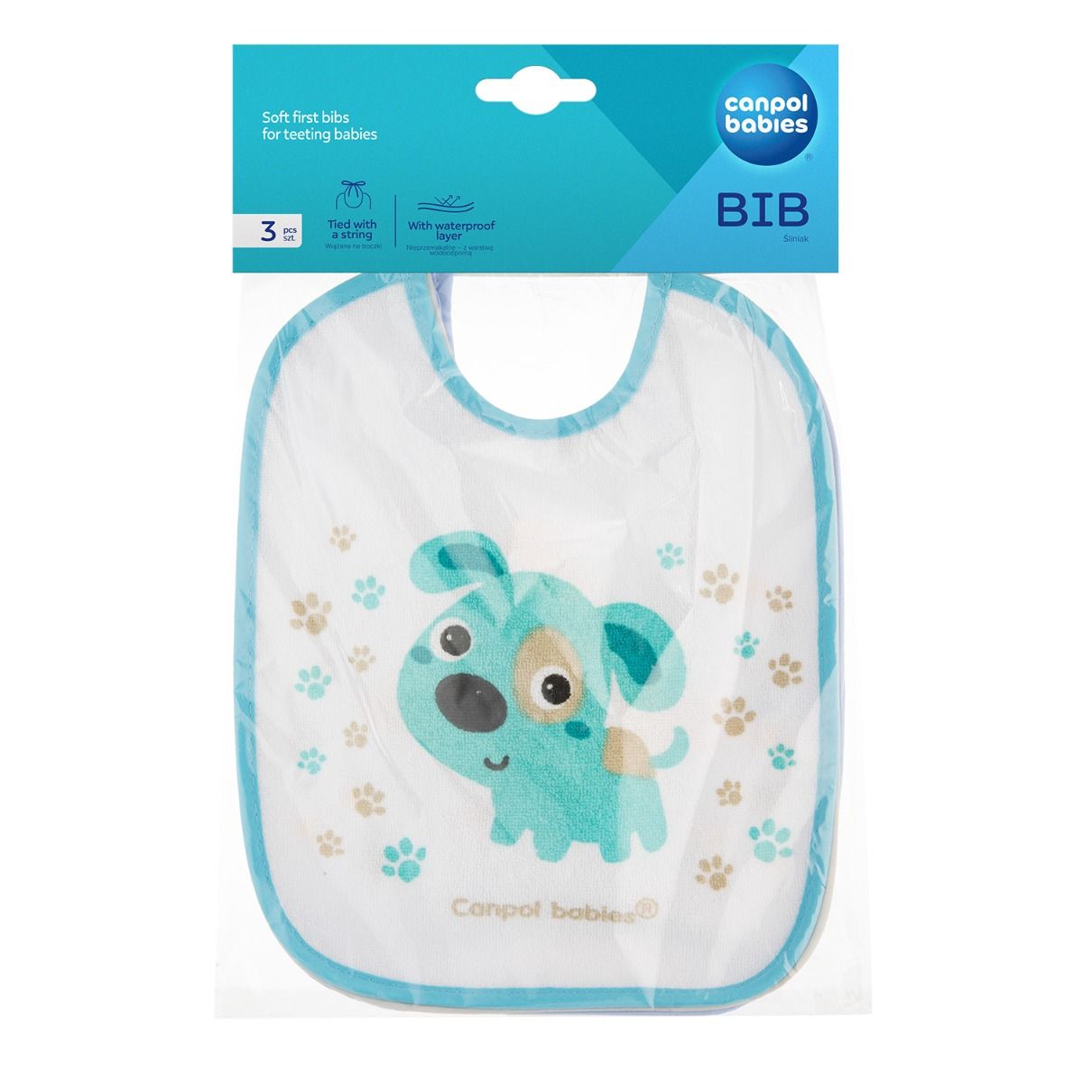 Canpol babies zestaw śliniaków nieprzemakalnych z frotte 3 sztuki BUNNY&COMPANY opakowanie