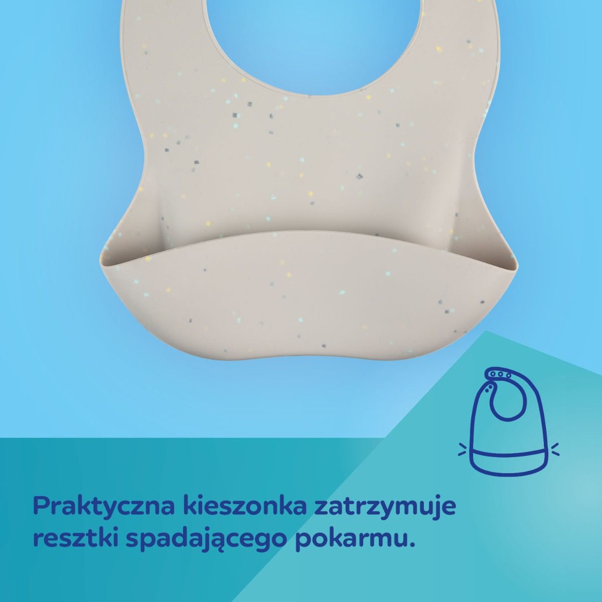 Canpol babies śliniak silikonowy DOTS - miękki i elastyczny materiał