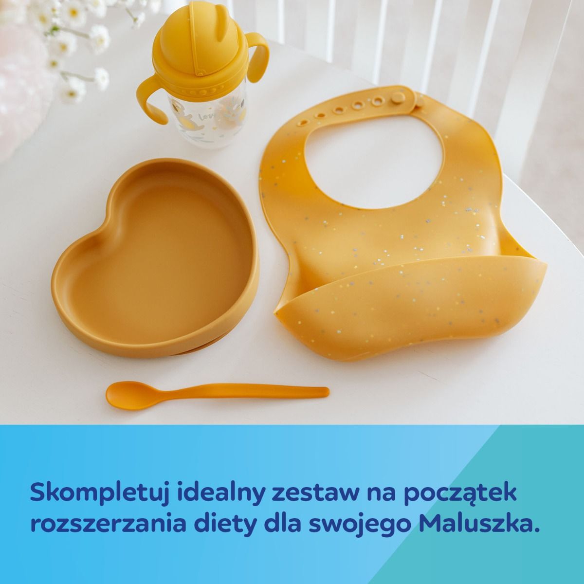 Canpol babies śliniak silikonowy DOTS z głęboką kieszonką na resztki jedzenia
