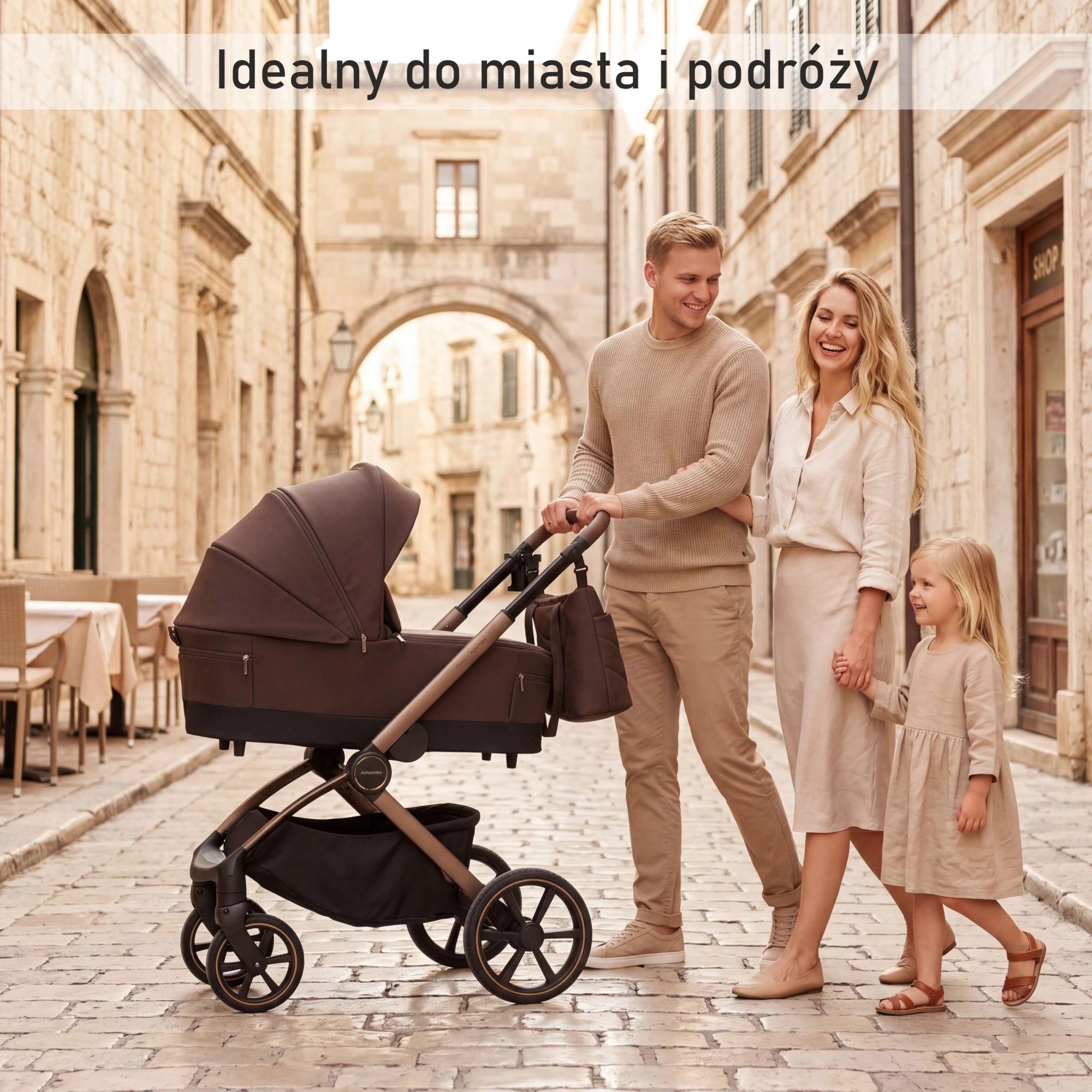 Adamex COMO CHOCOLATE - spacer z gondolą, idealny do miasta i w podróży