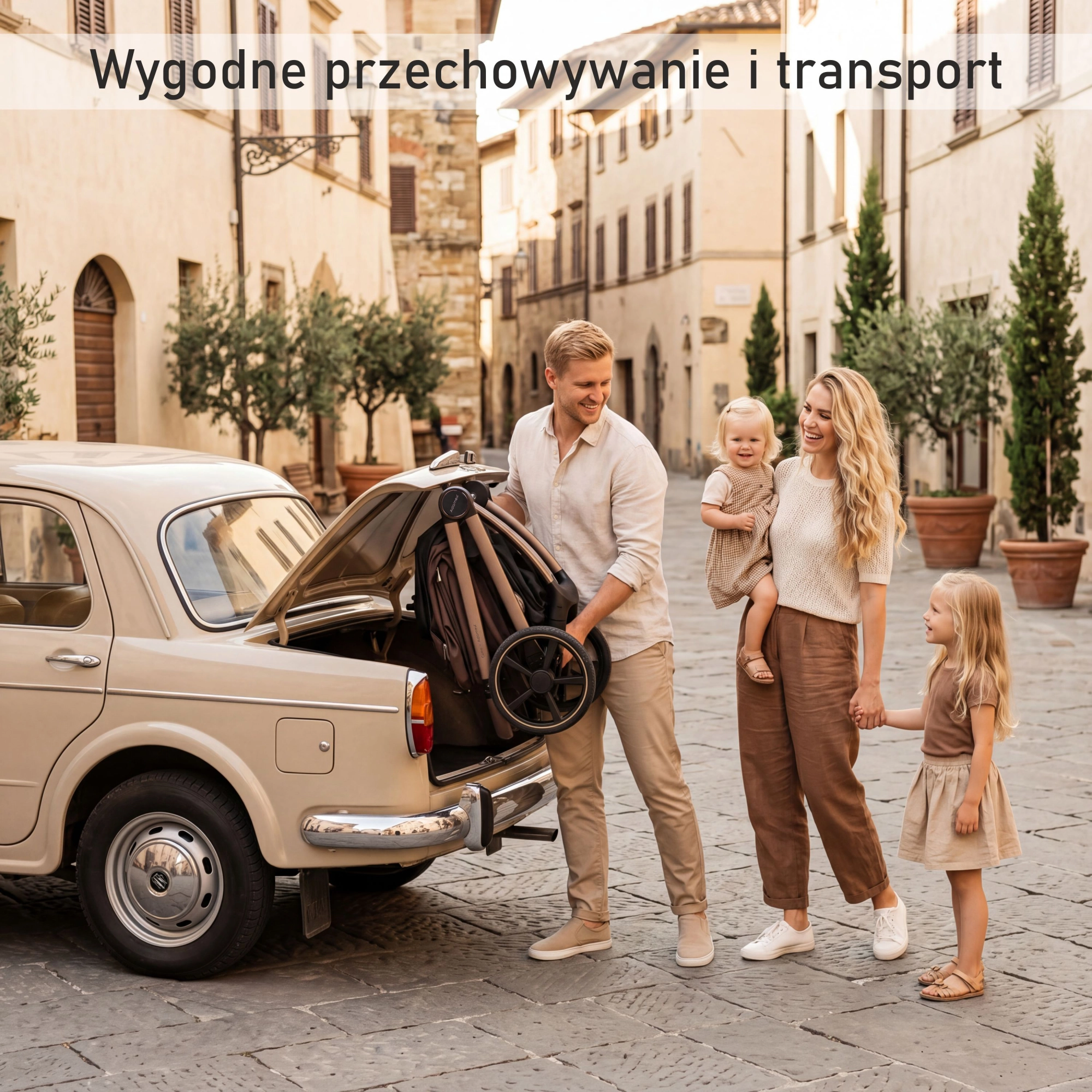 Adamex COMO CHOCOLATE - pakowanie złożonego wózka do bagażnika