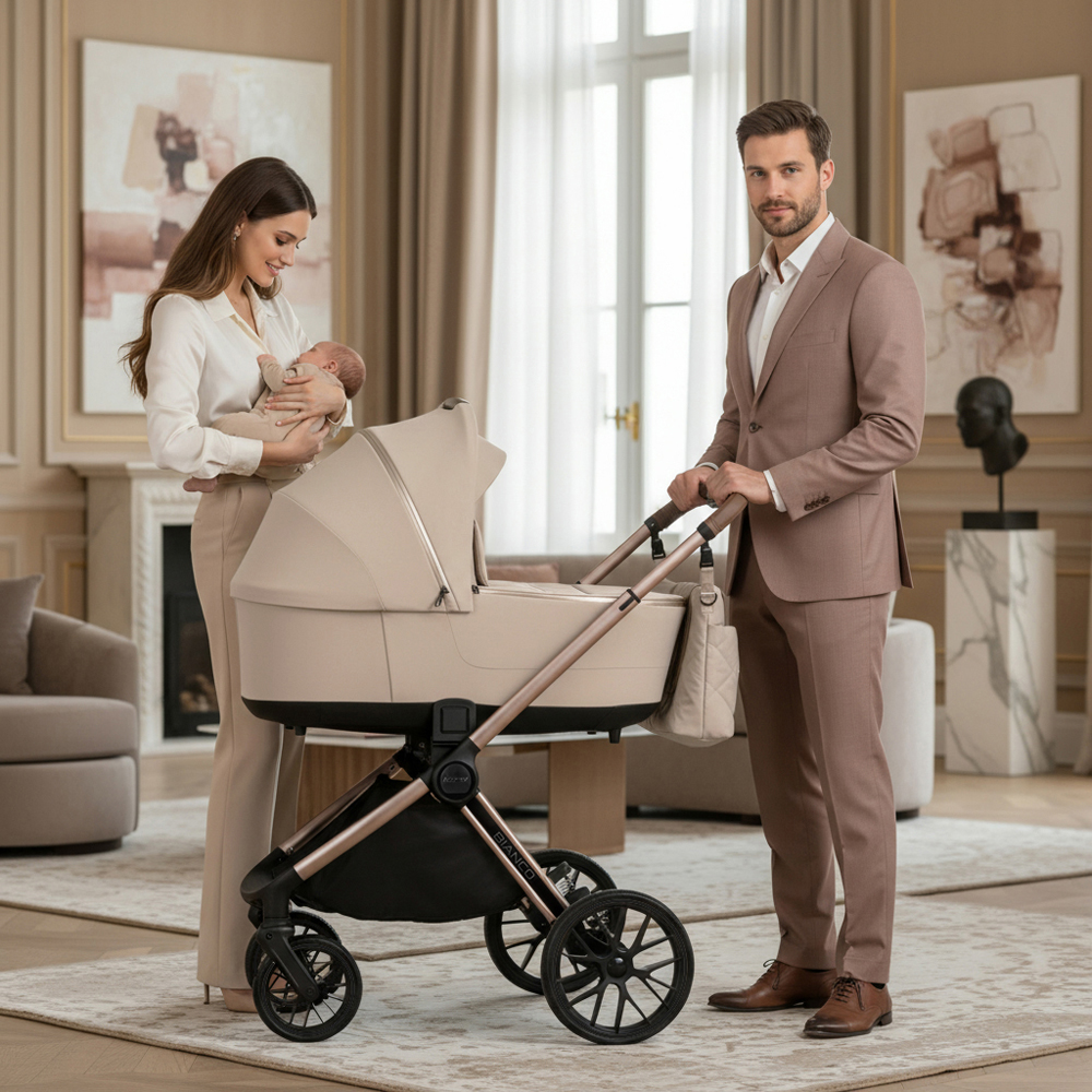 Adamex BIANCO CHAMPAGNE BEIGE - wózek podczas spaceru