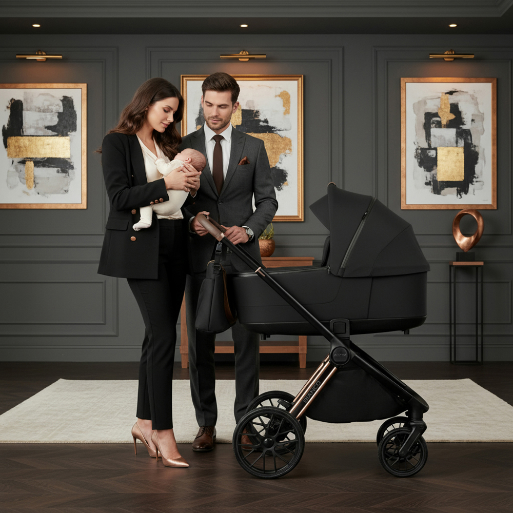 Adamex BIANCO CHAMPAGNE CARBON - wózek podczas codziennego spaceru