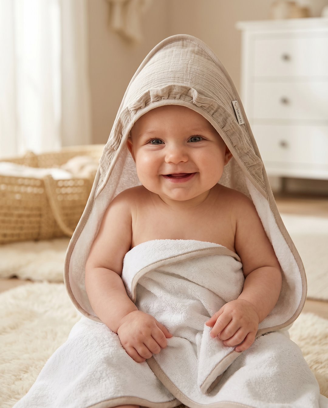 Okrycie kąpielowe Cotton Color CC1 Róż z kapturkiem dla niemowlęcia