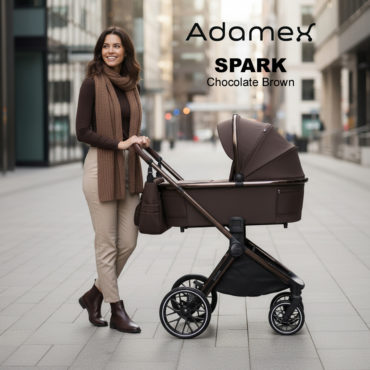 Adamex SPARK CHOCOLATE - wózek dziecięcy z gondolą