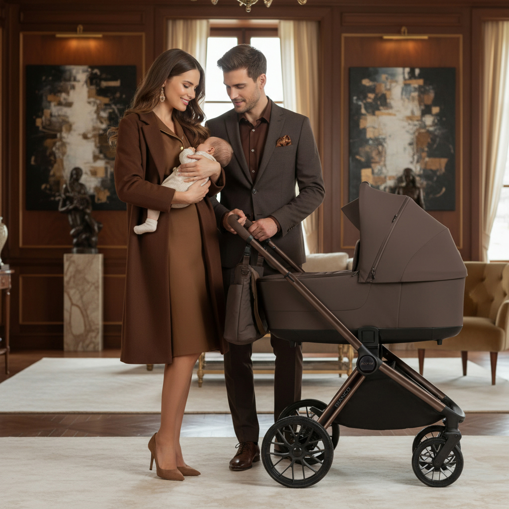 Adamex BIANCO CHOCOLATE - wózek dziecięcy 2w1 w kolorze Chocolate Brown