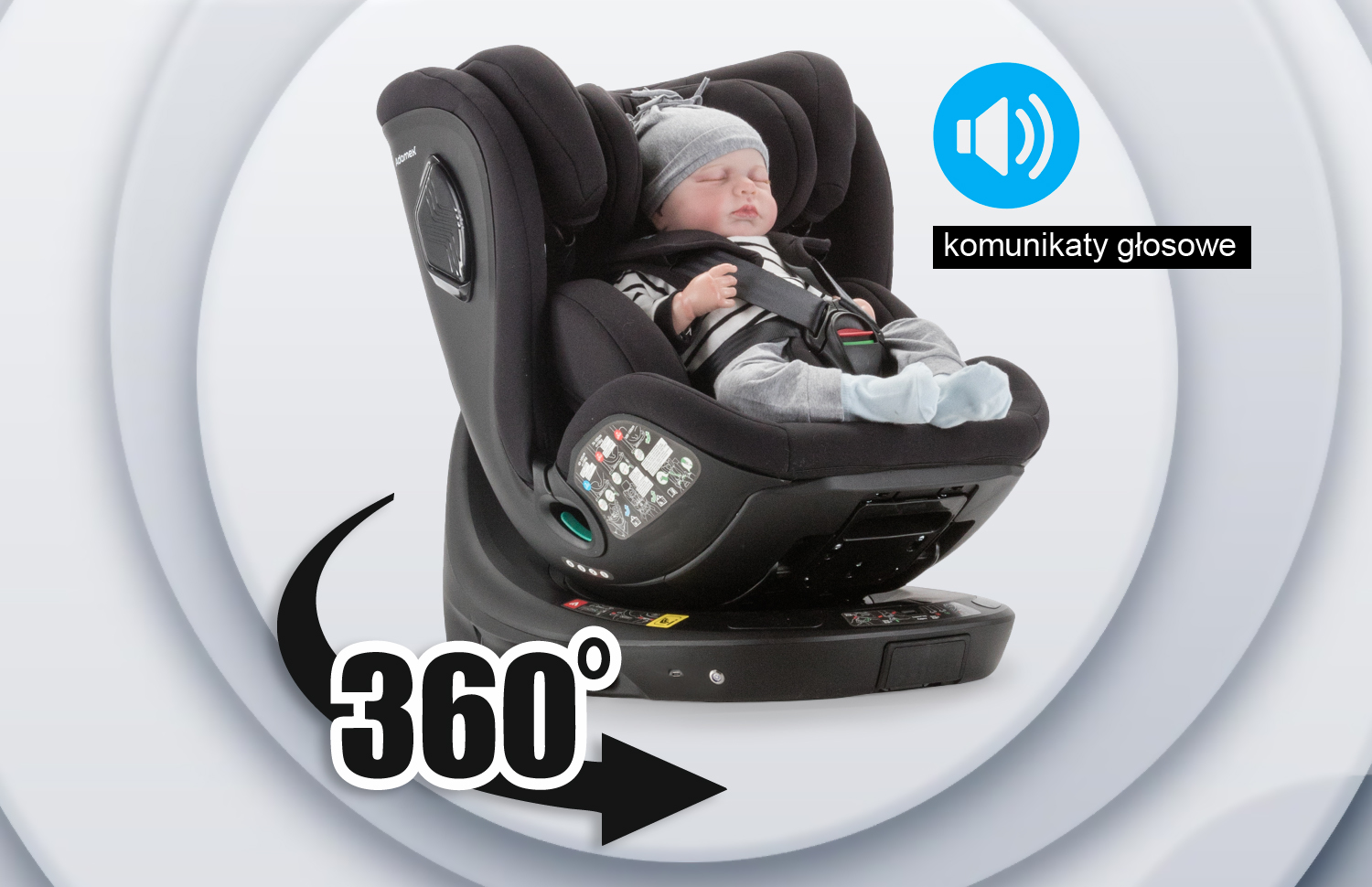 Adamex REV PRO - obrotowy fotelik samochodowy z bazą ISOFIX