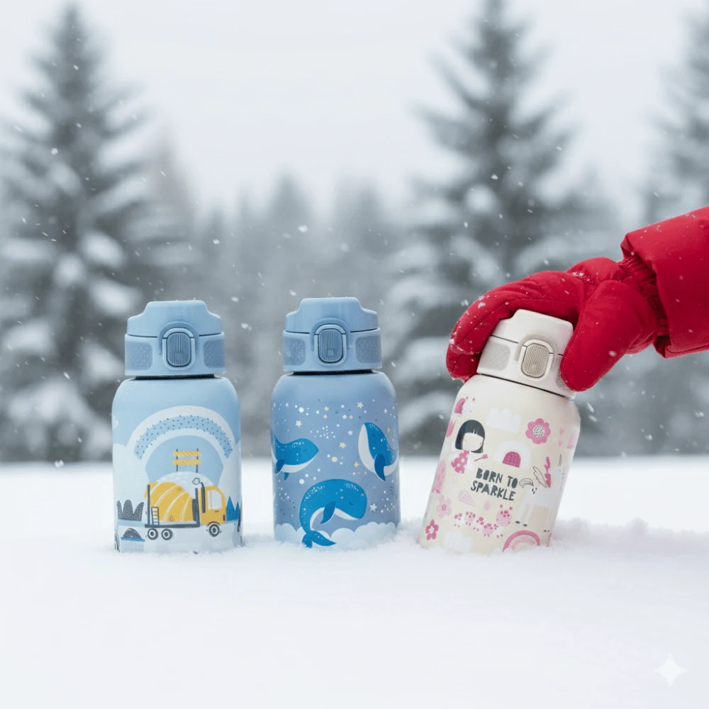 Butelki Petite&Mars 350 ml pomagające utrzymać temperaturę zimą