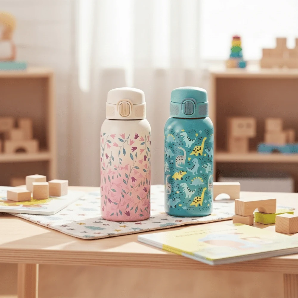 Butelki termiczne Petite&Mars 500 ml w codziennym użyciu