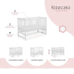 Łóżeczko Yoonco IWI z barierką, kolor Beżowy/buk