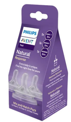 Philips Avent SCY960/03 smoczki Natural Response przepływ #3, 4 i 5 3 szt.