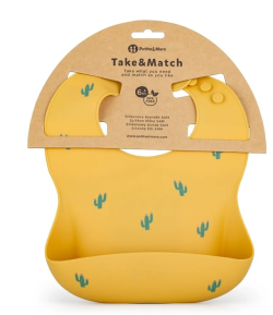 Silikonowy śliniak Petite&Mars TAKE&MATCH Ochre Cactus 6 mies.+