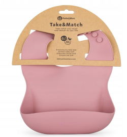 Silikonowy śliniak Petite&Mars TAKE&MATCH Dusty Rose 6 mies.+