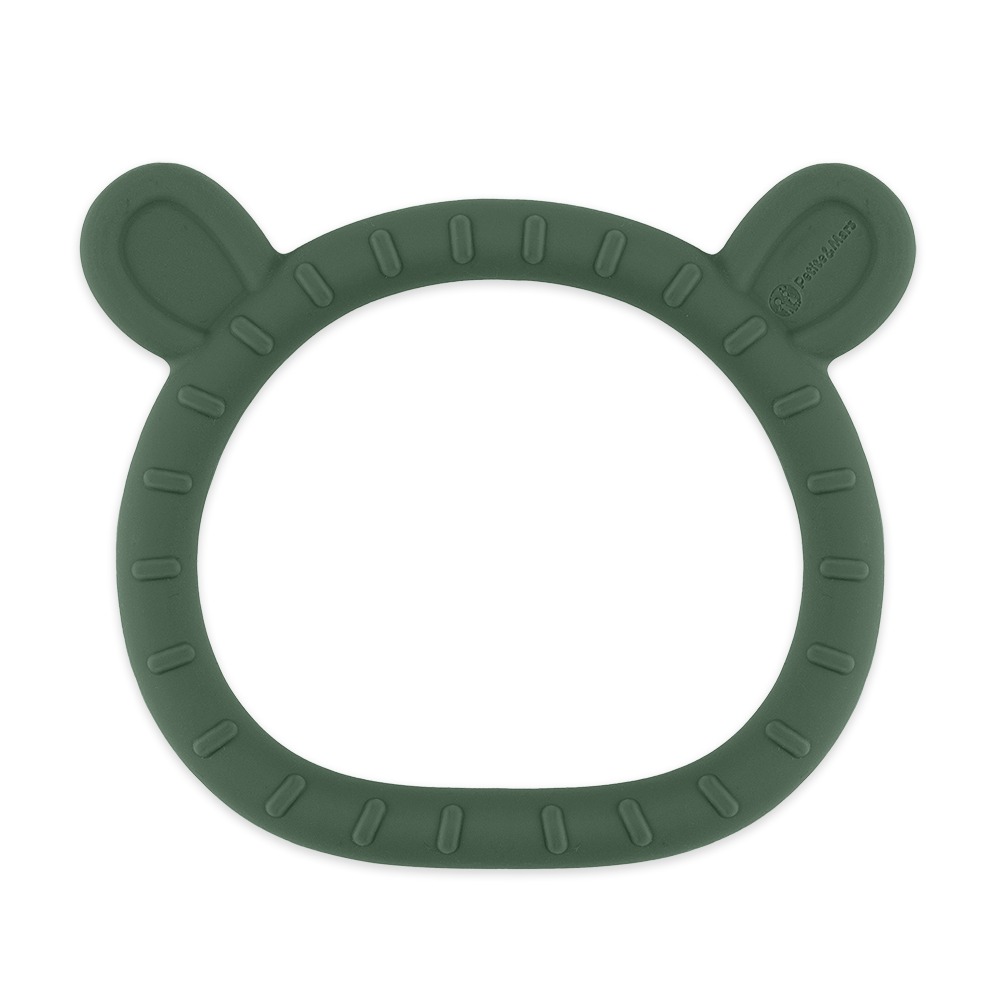 Fakturowana obręcz gryzaka Petite&Mars Teddy Misty Green