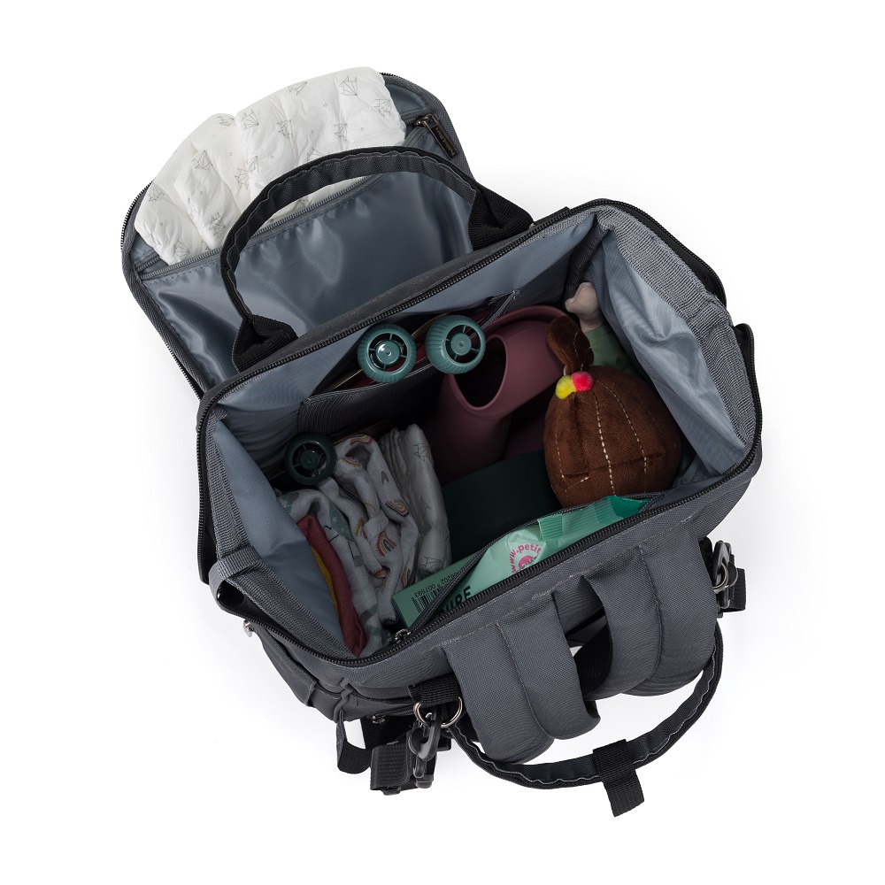 Wnętrze szarego plecaka Petite&Mars Jack Ultimate Grey