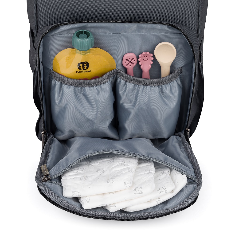 Kieszenie wewnętrzne plecaka Petite&Mars Jack Ultimate Grey