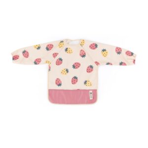 Śliniak z długimi rękawami Petite&Mars Ben Beige Strawberries 24 mies.+