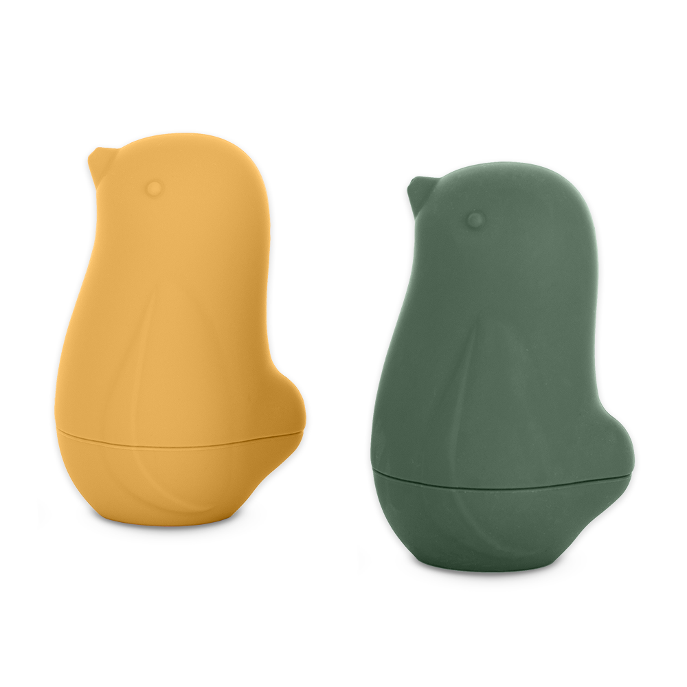 Para silikonowych ptaszków Petite&Mars Love Birds Ochre Green