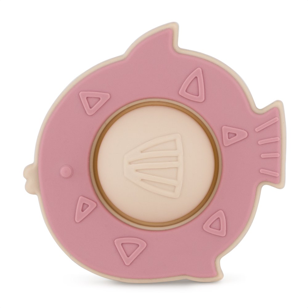 Silikonowa zabawka pop-up Petite&Mars Fish Fiona Dusty Rose 6 mies.+