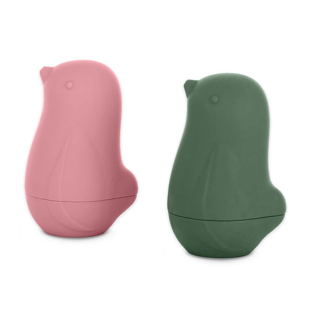 Para silikonowych ptaszków Petite&Mars Love Birds Rose Green