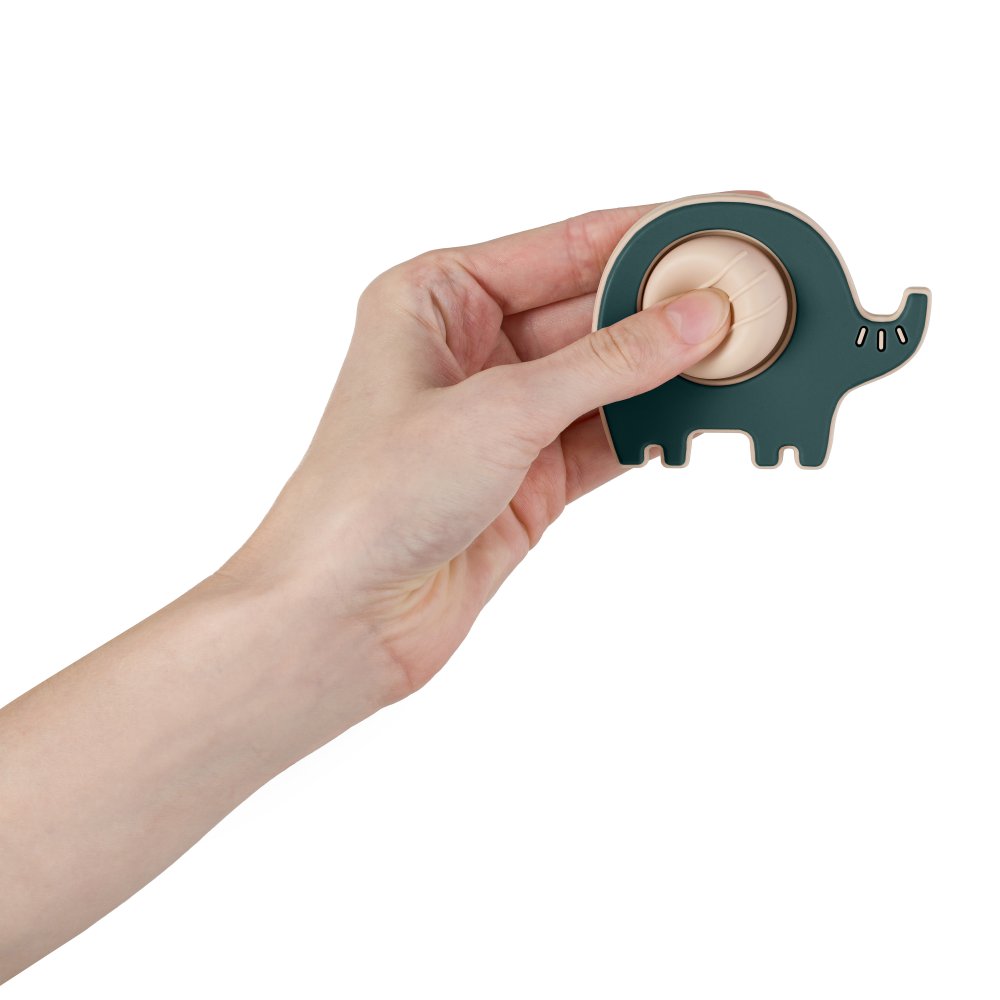 Zielony silikonowy słonik Petite&Mars Elephant Edwin Misty Green