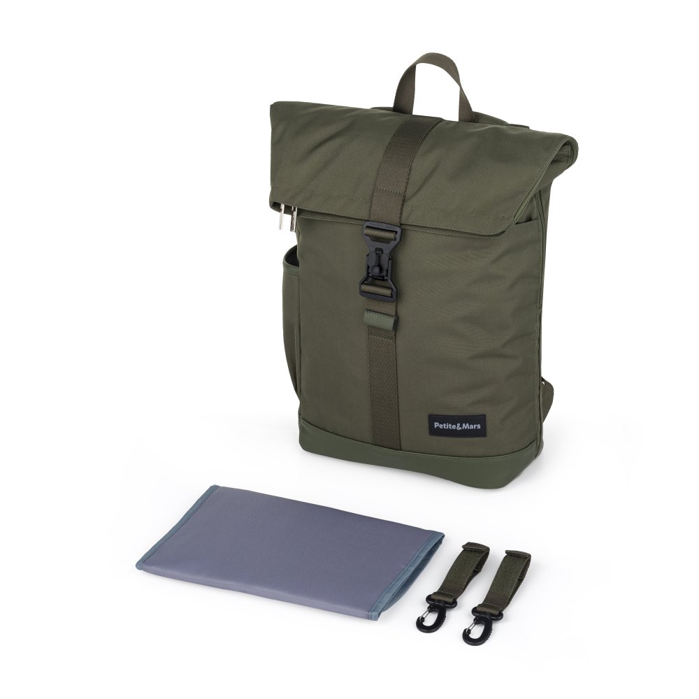Plecak Petite&Mars Jackob Military Green z matą i paskami