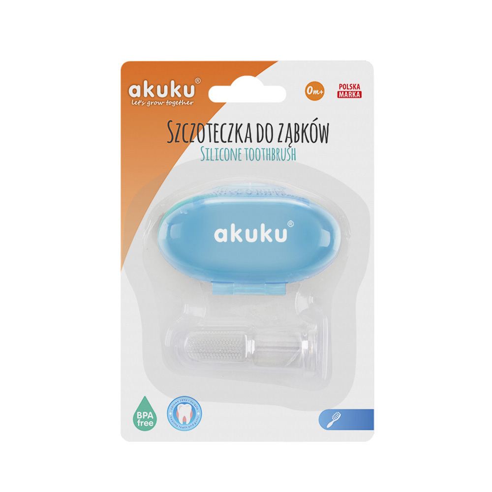 Niebieska szczoteczka silikonowa Akuku A0263 w opakowaniu