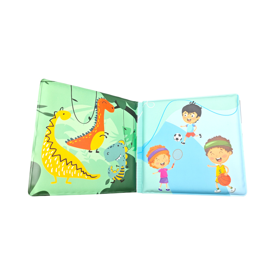 Ilustracje dinozaurów w książeczce Akuku First Steps
