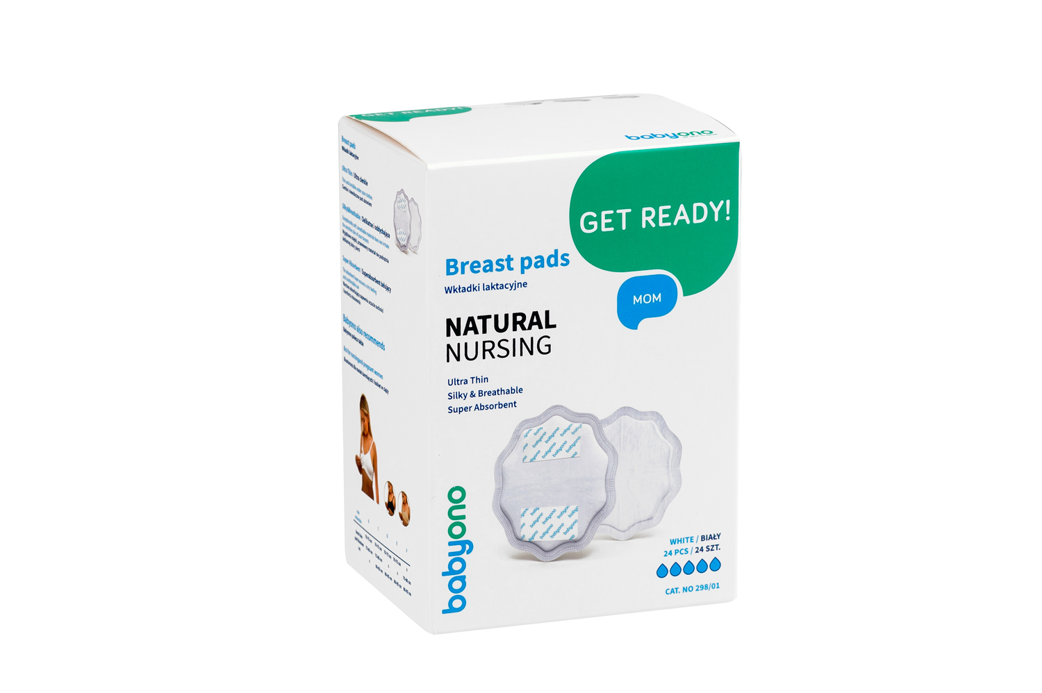 Opakowanie białych wkładek Babyono Natural Nursing