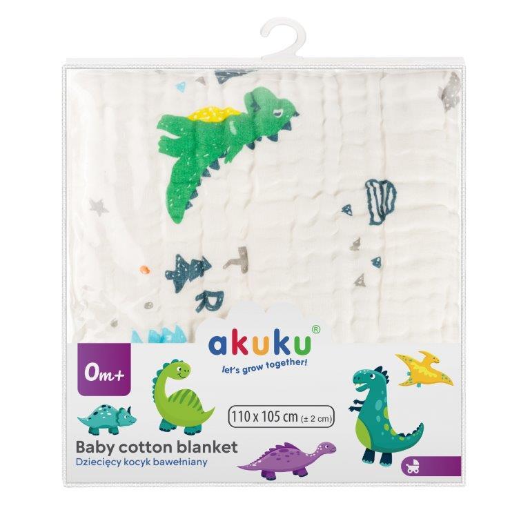 Opakowanie kocyka muślinowego Akuku Dinozaury