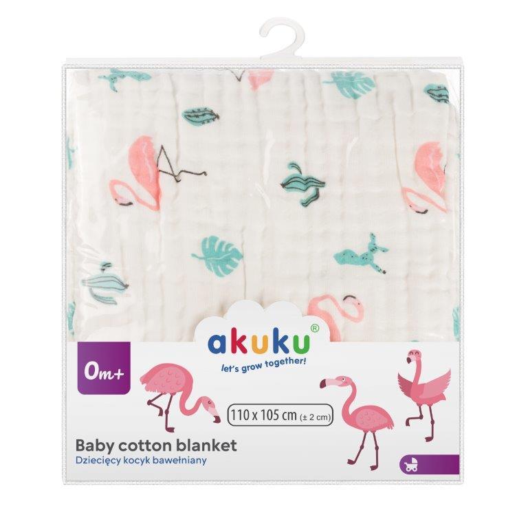 Opakowanie kocyka muślinowego Akuku Flamingi
