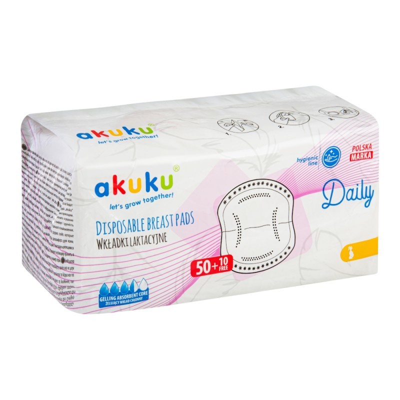 Opakowanie 60 wkładek laktacyjnych Akuku Daily A0160