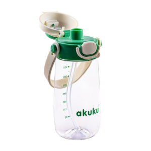Akuku zielony bidon szkolny ze słomką 480 ml 5+